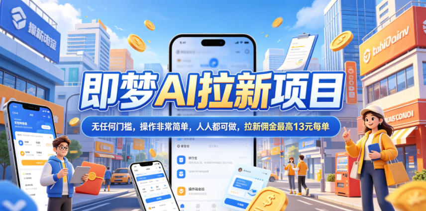 2026年即梦AI拉新项目最新玩法，无任何门槛，操作非常简单，人人都可做，拉新佣金最高13米每单（更新6月24日）