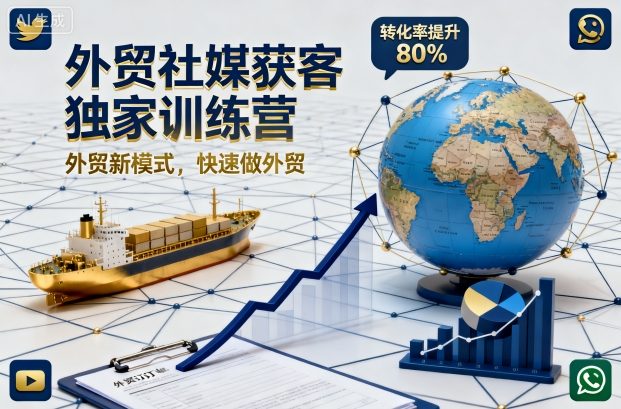 外贸社媒获客独家训练营，外贸新模式，快速做外贸（更新26年6月）